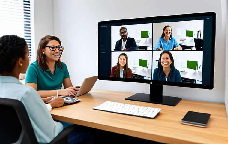 Engaging Online Course**
A diverse group of fully clothed students are participating in an interactive online learning session via video conference. The instructor, a friendly professional, is facilitating the discussion. The scene depicts a modern, accessible online learning platform interface. Emphasis on collaboration and active participation. Safe for work, appropriate content, family-friendly, perfect anatomy, natural proportions, professional digital art.
**