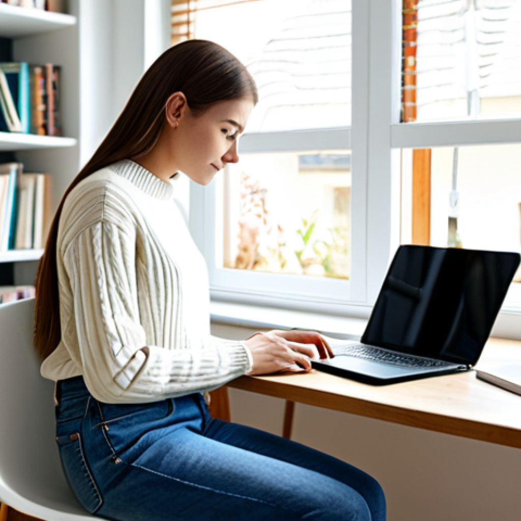 Focused Study Environment**
"A young adult, fully clothed in comfortable study attire (jeans and a sweater), sits at a clean, minimalist desk in a brightly lit room. The desk has a laptop, textbooks, and a cup of coffee. Background features a bookshelf with neatly arranged books and a window overlooking a sunny garden. Safe for work, appropriate content, professional, perfect anatomy, natural proportions, high quality, well-formed hands, proper finger count, modest clothing, family-friendly."
**