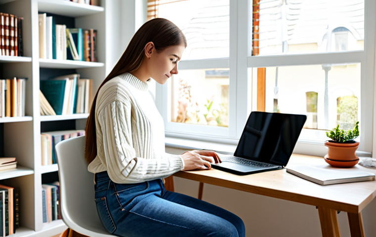 Focused Study Environment**
"A young adult, fully clothed in comfortable study attire (jeans and a sweater), sits at a clean, minimalist desk in a brightly lit room. The desk has a laptop, textbooks, and a cup of coffee. Background features a bookshelf with neatly arranged books and a window overlooking a sunny garden. Safe for work, appropriate content, professional, perfect anatomy, natural proportions, high quality, well-formed hands, proper finger count, modest clothing, family-friendly."
**