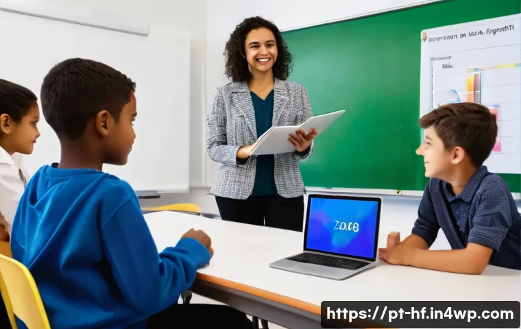 디지털 학습에서의 교수자 지원 방안 - **Prompt:** A diverse group of Portuguese teachers, both male and female, of varying ages, are depic...