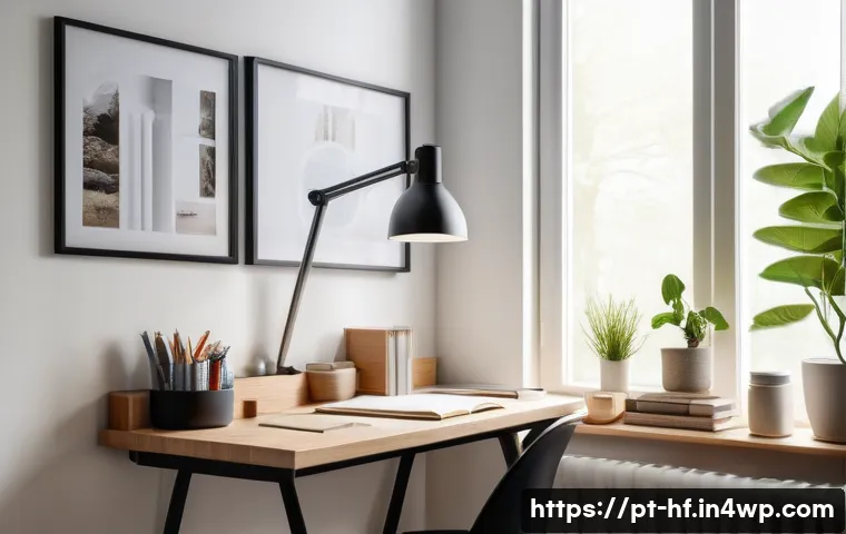 비대면 강의에서 수업 집중력 높이는 팁 - A cozy, well-lit home study corner designed for online learning, featuring a wooden desk positioned ...