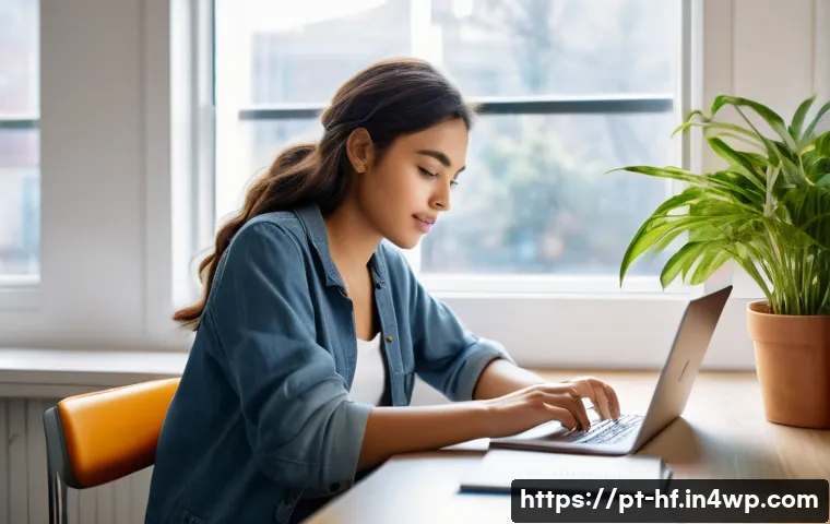 학생의 자율성을 높이는 온라인 교육 방법 - A modern digital study setup featuring a young adult female student in casual, modest clothing sitti...